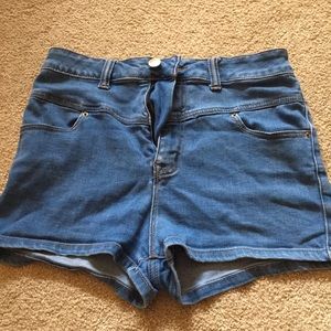 Medium Wash High Waisted Jean Shorts